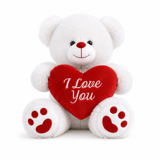 Ours en peluche « I Love You » avec cœur rouge